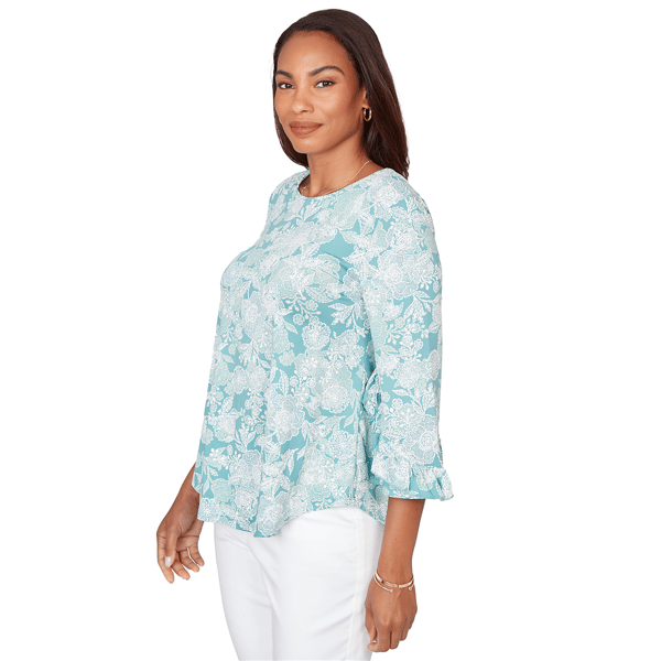 Petite Ruby Rd. Renaissance Romance 3/4 Ruffle Sleeve Blouse