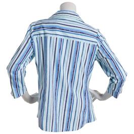 Petite Emily Daniels 3/4 Sleeve Stripe Button Front Blouse