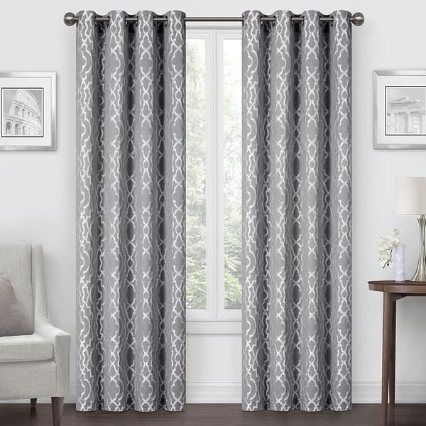 Exeter Geometric Jacquard Grommet Panel Curtain - image 