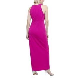 Womens SLNY Sleeveless Solid Twist Halter Neck Sheath Dress