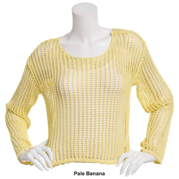 Juniors No Comment Shimmer Open Knit Sweater