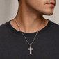 Mens Lynx 1/2ctw. Lab-Grown Diamond Cross Necklace-LGM0025P50SIL - image 5