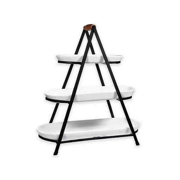 Home Essentials 3 Tier Folding Stand with 3 Oval Platters - image 