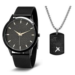 Mens Steeltime Watch And Necklace Set - B80152W811033P