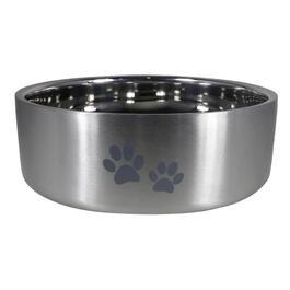Indipets Brushed Stainless Steel Insulated Bowl w/ Paw Prints