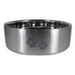 Indipets Brushed Stainless Steel Insulated Bowl w/ Paw Prints - image 1