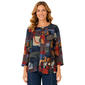 Petite Ali Miles 3/4 Sleeve Round Neck Abstract Front Pocket Pul - image 1