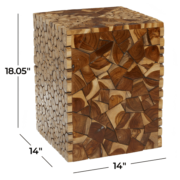 9th & Pike® Contemporary Brown Teak Wood Accent Table
