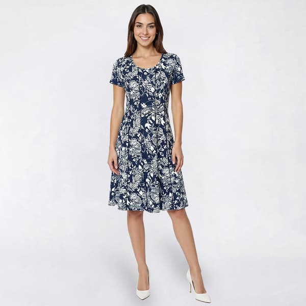 Womens Sami & Jo Short Sleeve Seam Down Floral A-Line Dress - image 