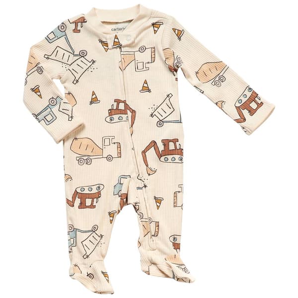 Baby Boy &#40;NB-9M&#41; Carters&#40;R&#41; Construction Zone Zip Footie Pajamas - image 