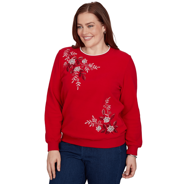 Petite Alfred Dunner Classics Floral Embroidered Sweatshirt