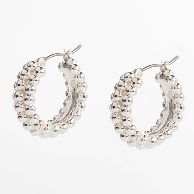 Design Collection Silver-Tone Textured Bubble Earrings