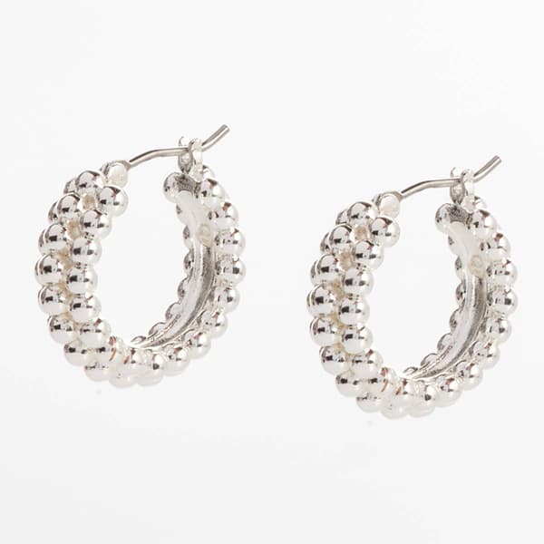 Design Collection Silver-Tone Textured Bubble Earrings - image 