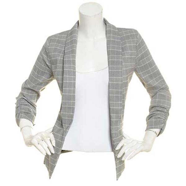 Juniors Leighton Pattern Millennium Ruched Sleeve Blazer - image 