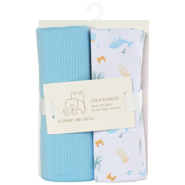 Elephant and Castle 2pk. Ocean & Solid Blankets - image 