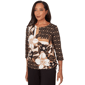 Womens Alfred Dunner Seville Floral Geometric Side Ruch Blouse - image 3