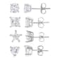Sterling Silver 4pr. Round/Square/Heart/CZ Earrings Set - image 1