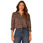 Womens Democracy 3/4 Sleeve Scallop Edge Collar Button Down Prin - image 1
