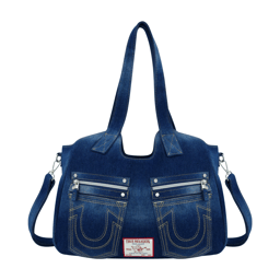 True Religion Horseshoe Stitch Dark Denim Satchel