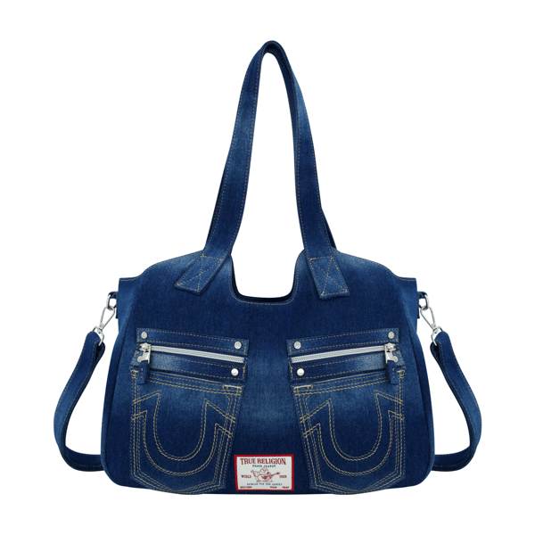 True Religion Horseshoe Stitch Dark Denim Satchel Bag