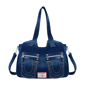 True Religion Horseshoe Stitch Dark Denim Satchel Bag - image 1