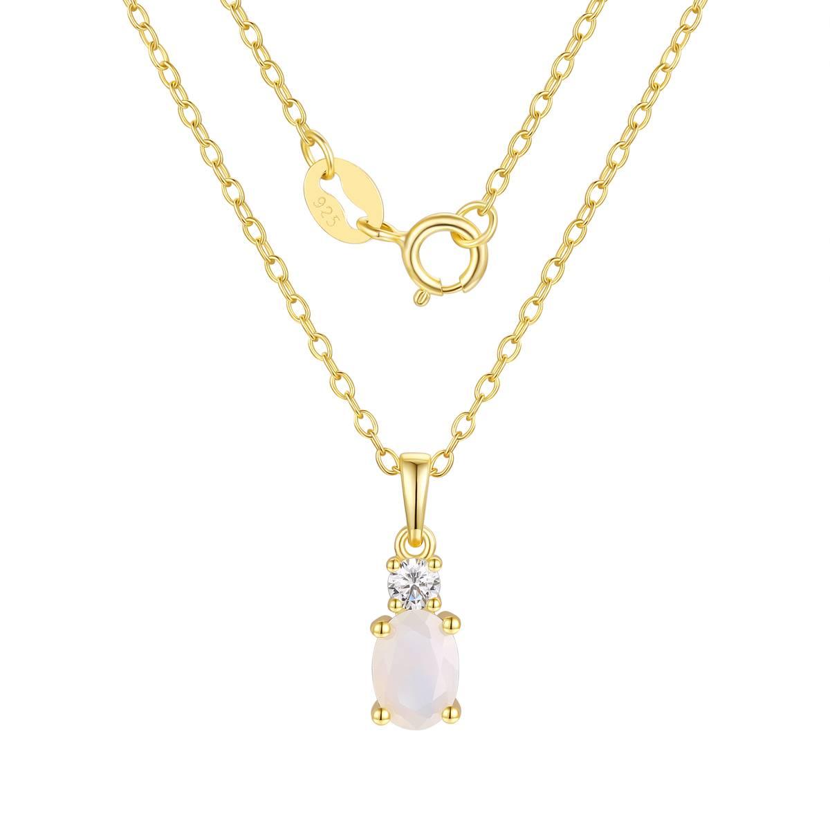 October Birthstone Simulated Opal & CZ Pendant
