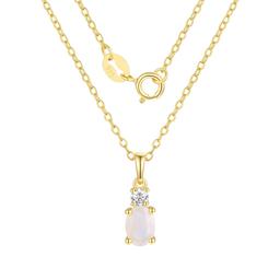October Birthstone Simulated Opal & Cubic Zirconia Pendant