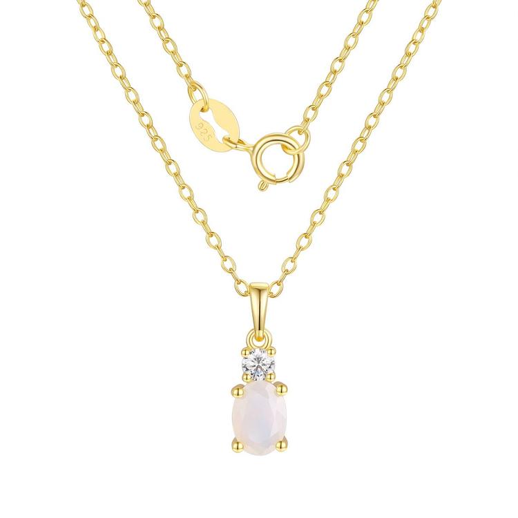 October Birthstone Simulated Opal & Cubic Zirconia Pendant