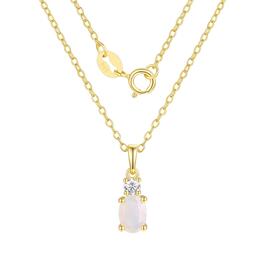 October Birthstone Simulated Opal & Cubic Zirconia Pendant