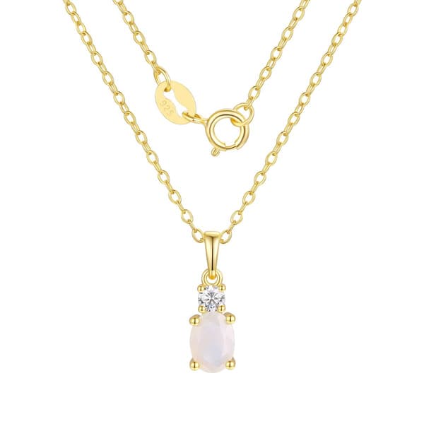 October Birthstone Simulated Opal & Cubic Zirconia Pendant - image 