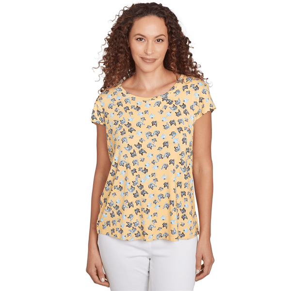 Women''s Tossed Butterfly Cap Sleeve Top