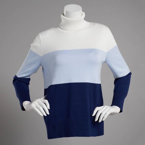 Plus Size Retrology Color Block Long Sleeve Turtleneck - image 