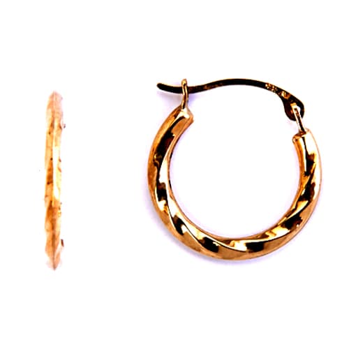 Yellow 10kt. Gold Twist Hoop Earrings - image 
