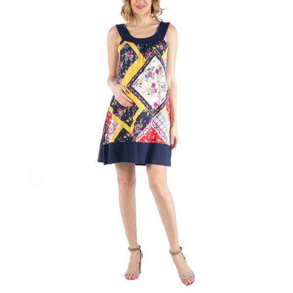 Plus Size 24/7 Comfort Apparel Maternity Patchwork Dress