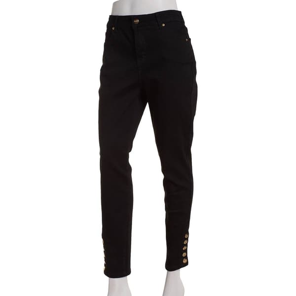 Petite Bleu Denim Skinny Jeans w/5 Gold Buttons