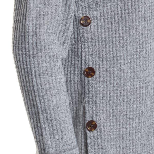 Womens French Laundry Long Sleeve Brushed Hacci Waffle Button Top
