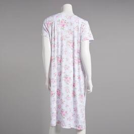 Womens Laura Ashley® Short Sleeve Rose Bouquet Henley Nightgown