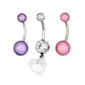 3pc. 14-Gauge Surgical Steel Heart & Beads Belly Banana Set - image 1