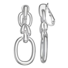 Napier Silver-Tone Link Linear Clip Earrings