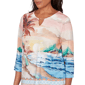 Womens Alfred Dunner Beachcomber Sunset Beach Keyhole Blouse - image 5