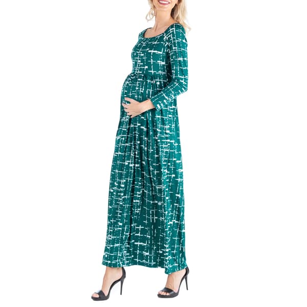 Womens 24/7 Comfort Apparel Maternity Pleated Maxi Dress