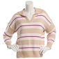 Juniors Pink Rose Jersey Stripe Collar Polo Sweater - image 2