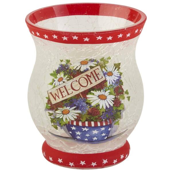 Welcome Americana Glass Votive Candle Holder - image 