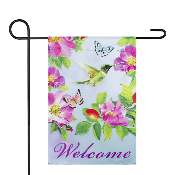 Northlight Welcome Hummingbird Floral Outdoor Garden Flag