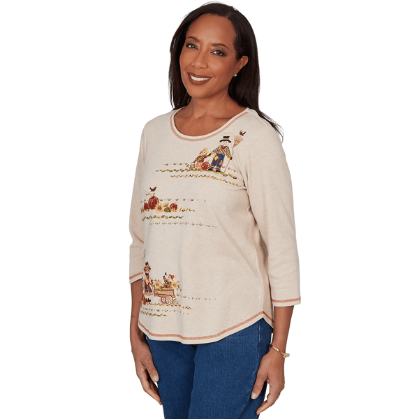 Womens Alfred Dunner Classics Scarecrow Family Blouse