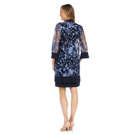 Womens R&M Richards 2pc. Floral Jacket Solid Dress w/Necklace