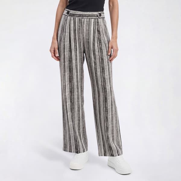 Womens Robert Louis Silky Side Tab & Button Stripe Wide Leg Pants - image 
