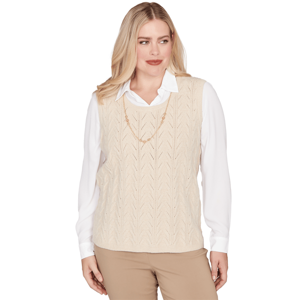 Womens Alfred Dunner Urban Legend Pointelle Texture Two In One S - image 