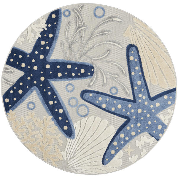 Nourison Aloha Starfish Print Indoor/Outdoor Round Rug - image 