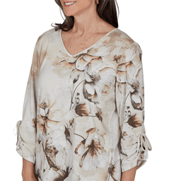 Womens Alfred Dunner Regent Street Tie Sleeve Floral Blouse